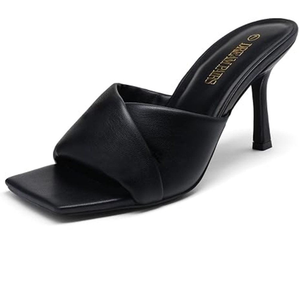 Dream Pairs elegant black slip on heels.